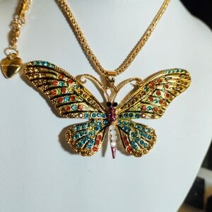 (POPULAR) Betsey Johnson Multicolor Butterfly Necklace
